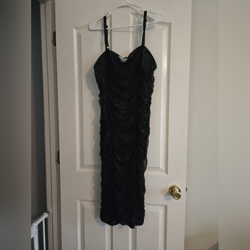 Torrid Black Leopard Ruched Dress